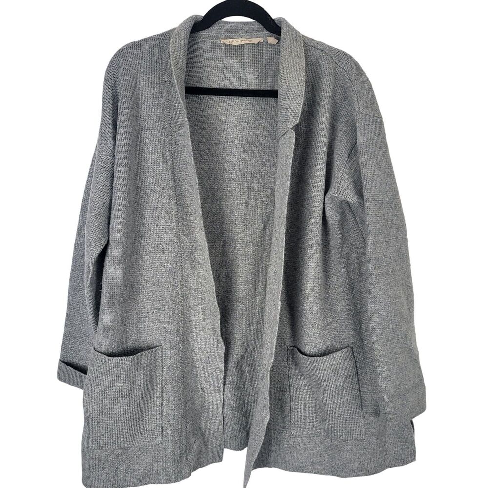 Soft Surroundings Lagen Look Open Front Cardigan XL Womens Grey‎ Open Front